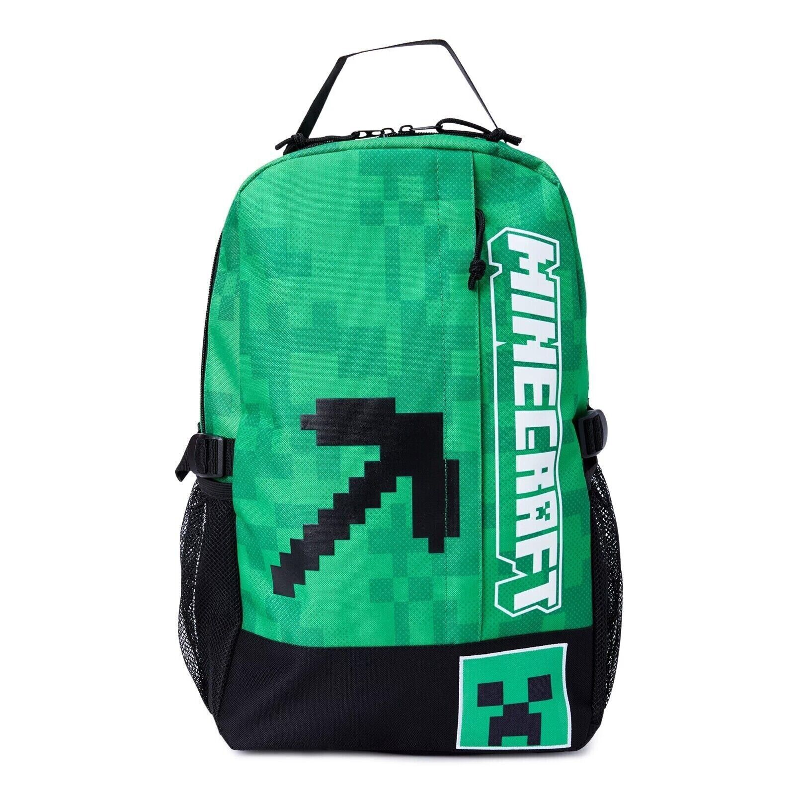 NEW MINECRAFT Pickaxe Creeper 18" Laptop Backpack Retro Gami