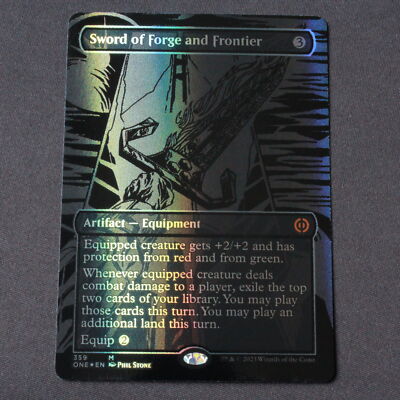 MTG Phyrexia Mythic Sword of Forge and Frontier Oil Slick Raised FOIL 359 NM