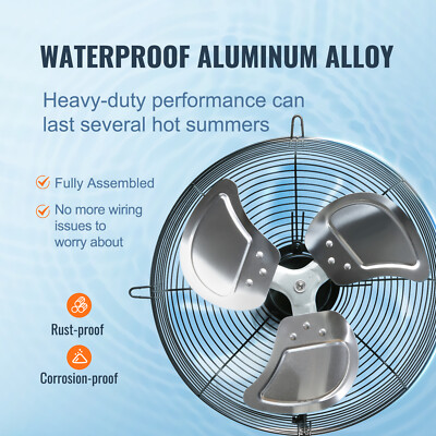 VEVOR Shutter Exhaust Fan Shop Exhaust Fan 10'' Wall Mounted Aluminum 820 CFM