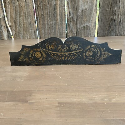 antique original wooden works shelf clock stenciled splat