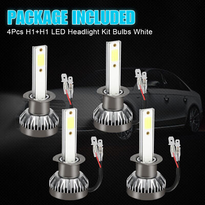 4x H1 LED Headlight Bulbs Conversion Kit High Low Beam 6000K Super Bright White