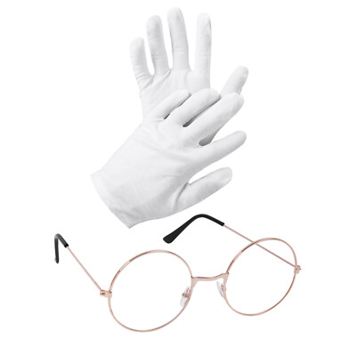 US Santa Claus Glasses Matching Flat Glasses with  Gloves for Stage Performance 