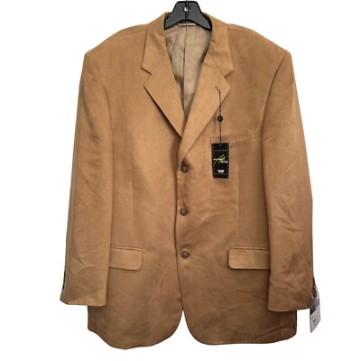 Studio B Bill Blass Mens Brown Blazer 46R Sutton Tailored Clothing 100% Micro Po