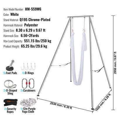 VEVOR Yoga Swing Stand Hammock Aerial Silk Kit 551.15 lbs Load Yoga Frame White