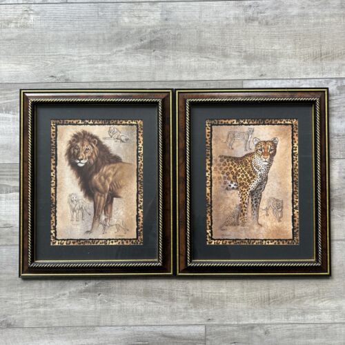 Home Interiors Lion & Cheetah Picture Frame Set of 2 Wall Home Interiors Lion & Cheetah Picture Frame Set of 2 Wall