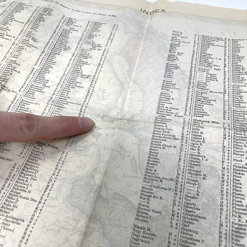 Original WWI War Map of Europe Index W. & A. K. Johnston's Nystrom Folding Book