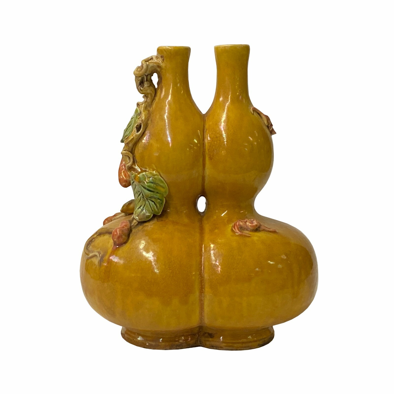 Handmade Chinese Ceramic Distressed Yellow Double Gourd Vase ws1767S Handmade Chinese Ceramic Distressed Yellow Double Gourd Vase ws1767S