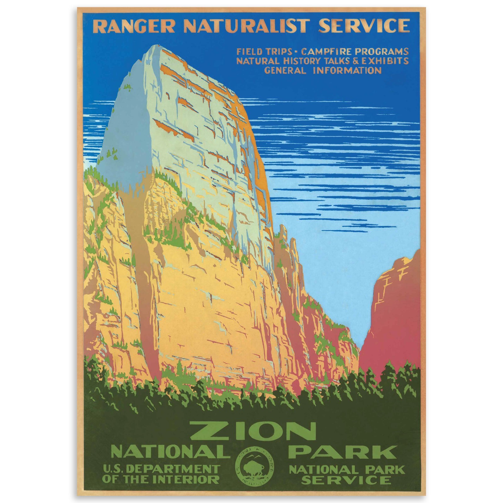 Zion National Park 20x28 Vintage Travel Poster, Reproduction Wall Art