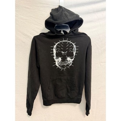 Mens Black Skull Graphic Pullover Hoodie Sweatshirt RN104126 Small