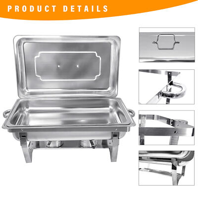 Chafing Dish Buffet Set 6 Pack 13.7 QT Stainless Steel Chafer for Catering