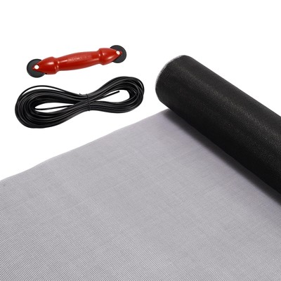 Window Screen Mesh Kit 48X118 Black Screen Door Mesh Repair Kit for Window P