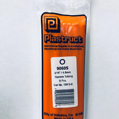 Plastruct 90605 Styrene Tube 3/16''x 15'' (8)