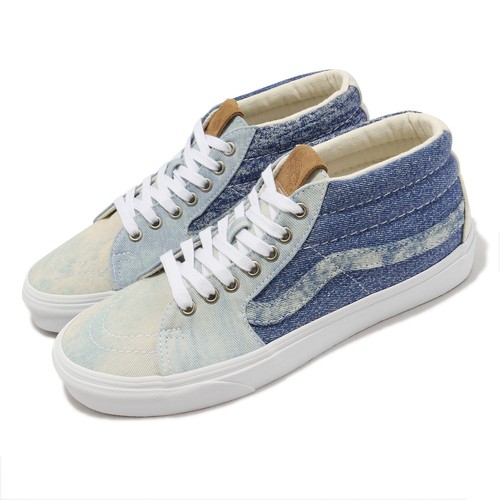 

Vans Sk8-Mid Потертая джинсовая сине-белая мужская повседневная обувь для образа жизни VN0A3WM3448, Синий, Sk8-mid