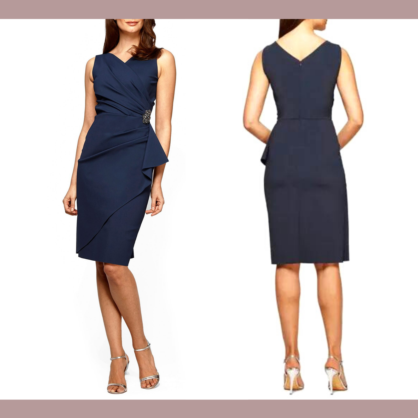 NEW 215 Alex Evenings Side Ruched Cocktail Dress in Navy Blue SZ 4 Q118 eBay