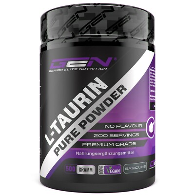 L-Taurin - 500g Pulver - Vegan ohne Zusätze + Dosierlöffel - Booster Energie 
