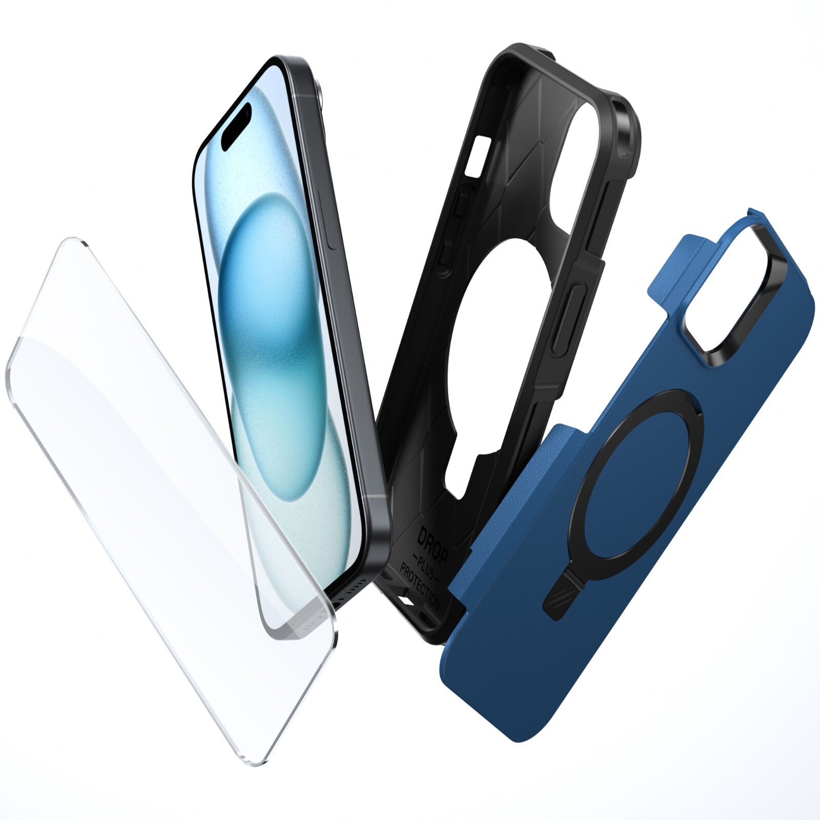 For iPhone 14 15 Plus 15 Pro Max Case MagSafe Ring Stand & Shockproof Protector