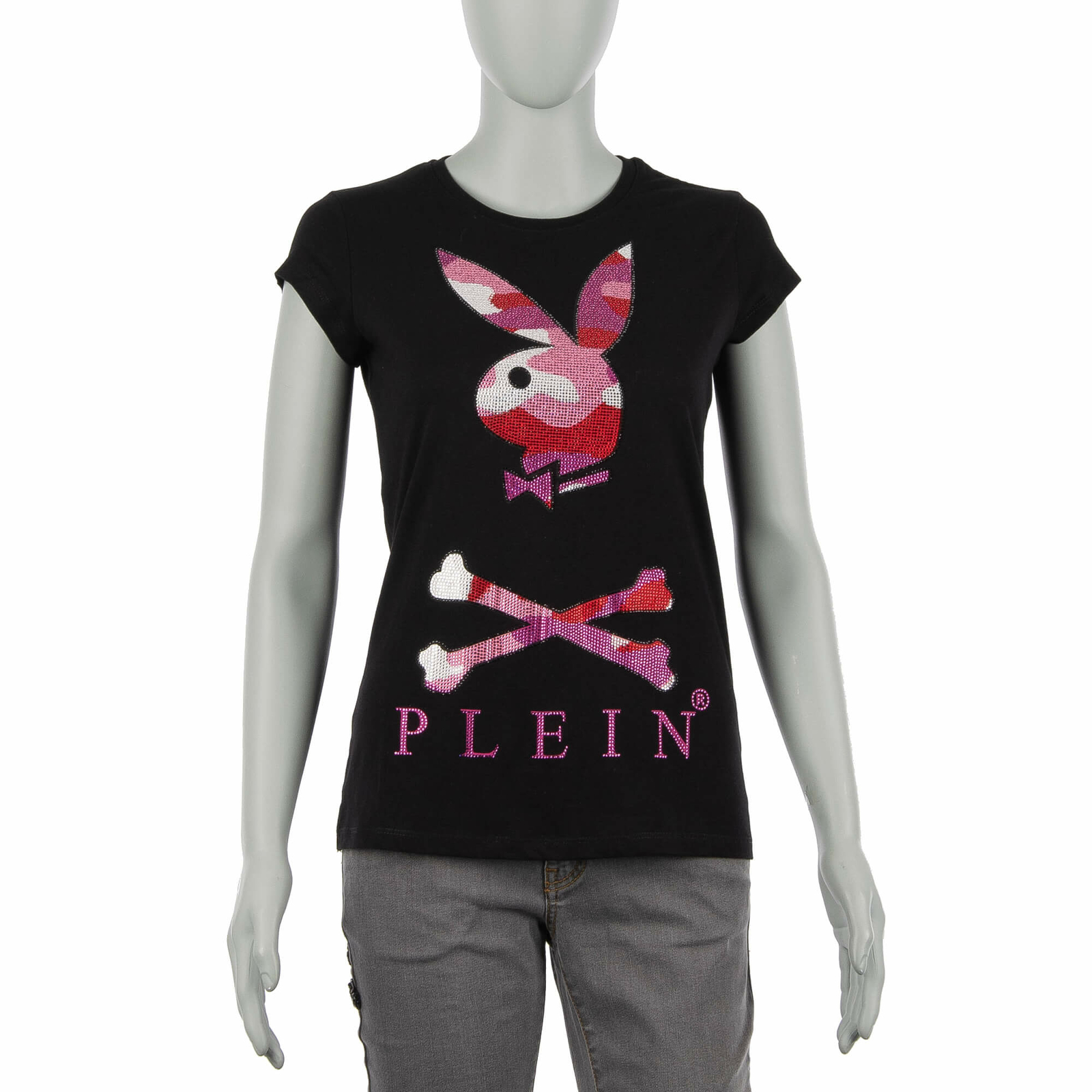

Футболка PHILIPP PLEIN X PLAYBOY Bunny Skull Logo Crystals Black Pink 08491, Черный
