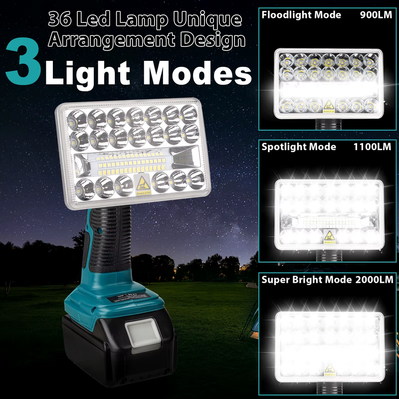 2000LM 18W Lantern Lamp 5 Inch Cordless LED Work Light For Makita/Dewalt/Milwauk