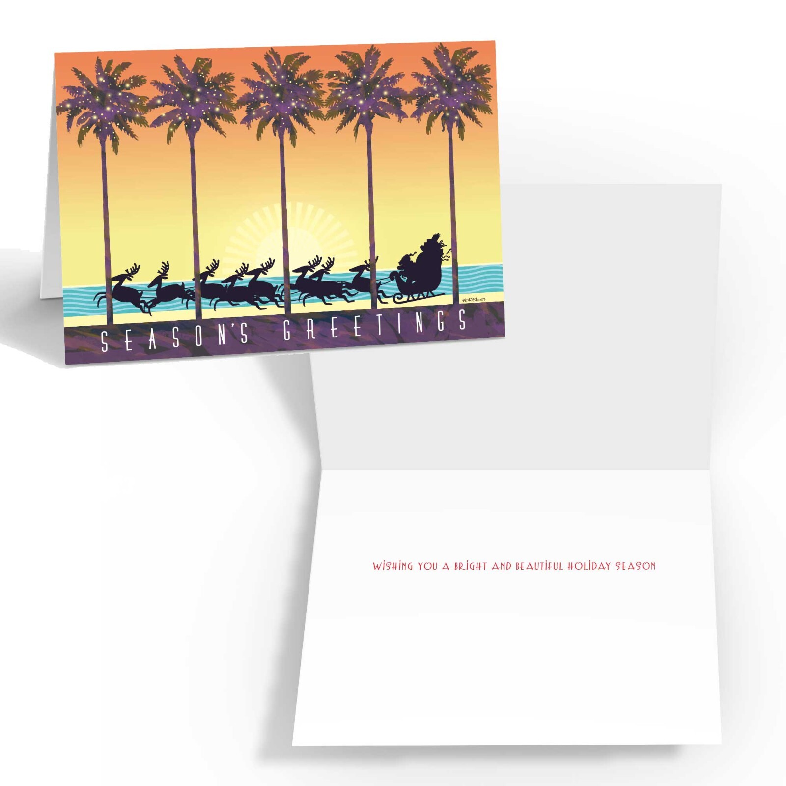 Tropical Christmas Card Variety Pack - 15 Beach Cards & Envelopes - Assorted-86
