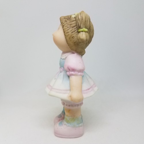 Vintage Cabbage Patch Kids Ceramic Figurine 1984 Brunette Girl in Dress Figure