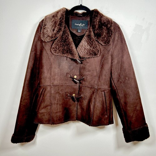 VTG PASHA & JO New York Faux Suede Leather Fur Jacket Size
