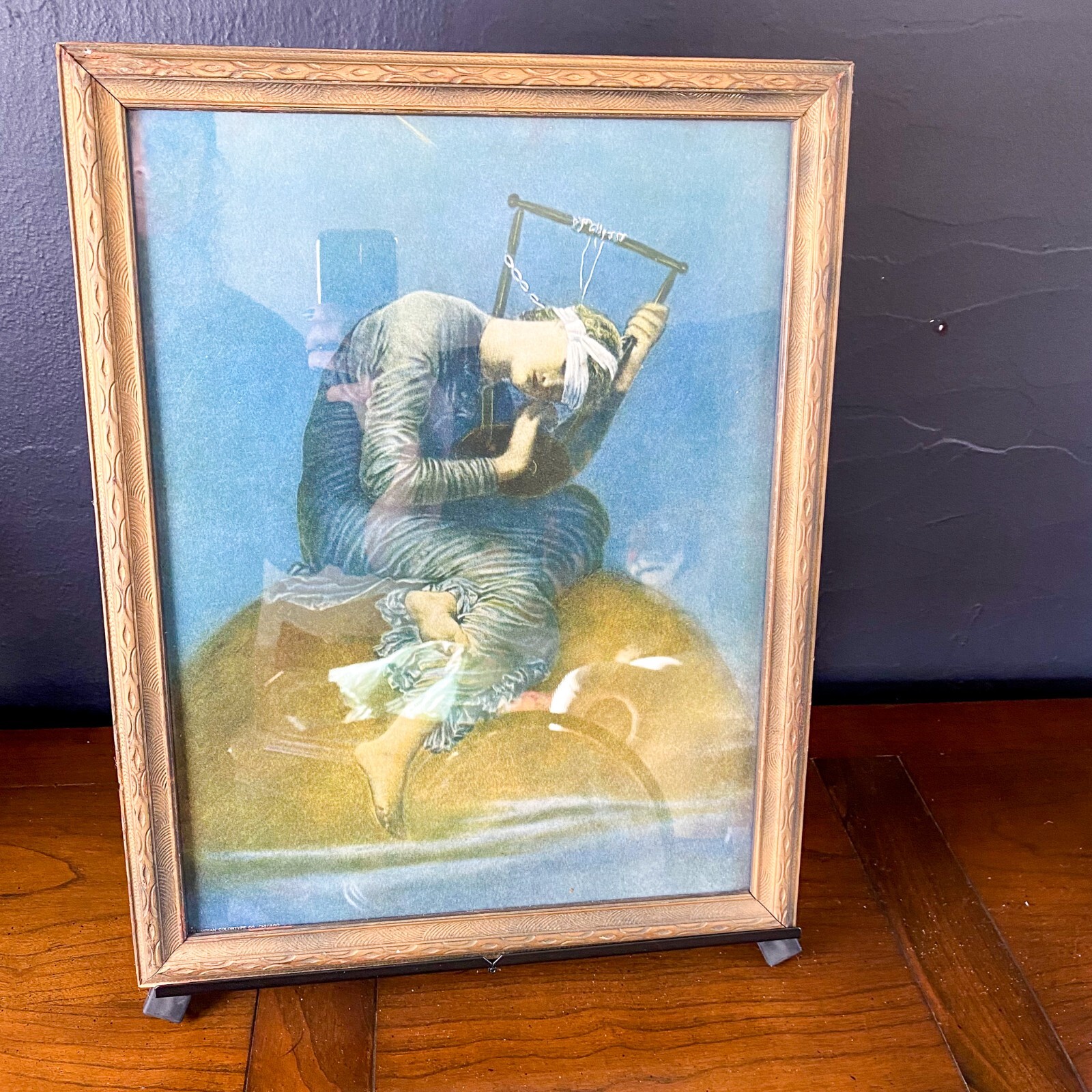 Antique Vintage George Frederic Watts HOPE Framed Print Lithograph