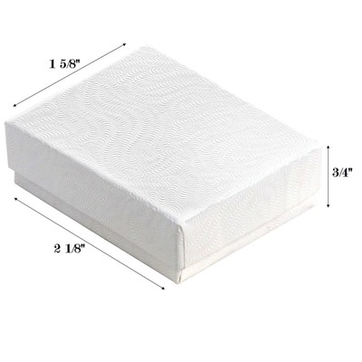 100 White Swirl Cotton Filled Jewelry Boxes 3 1/4" x 2 1/4" x 1"H