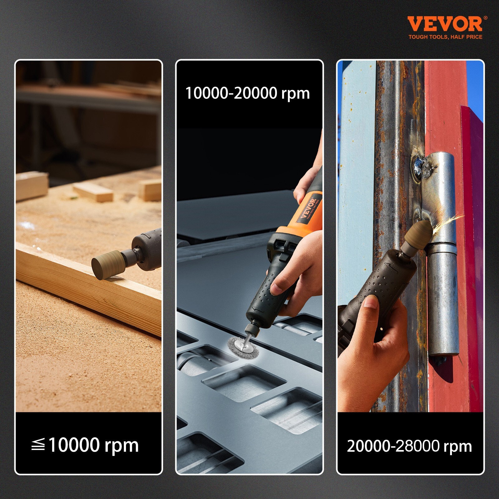 VEVOR Die Grinder 1/4" Heavy Duty Straight Die Grinder 28000RPM 6 Variable Speed