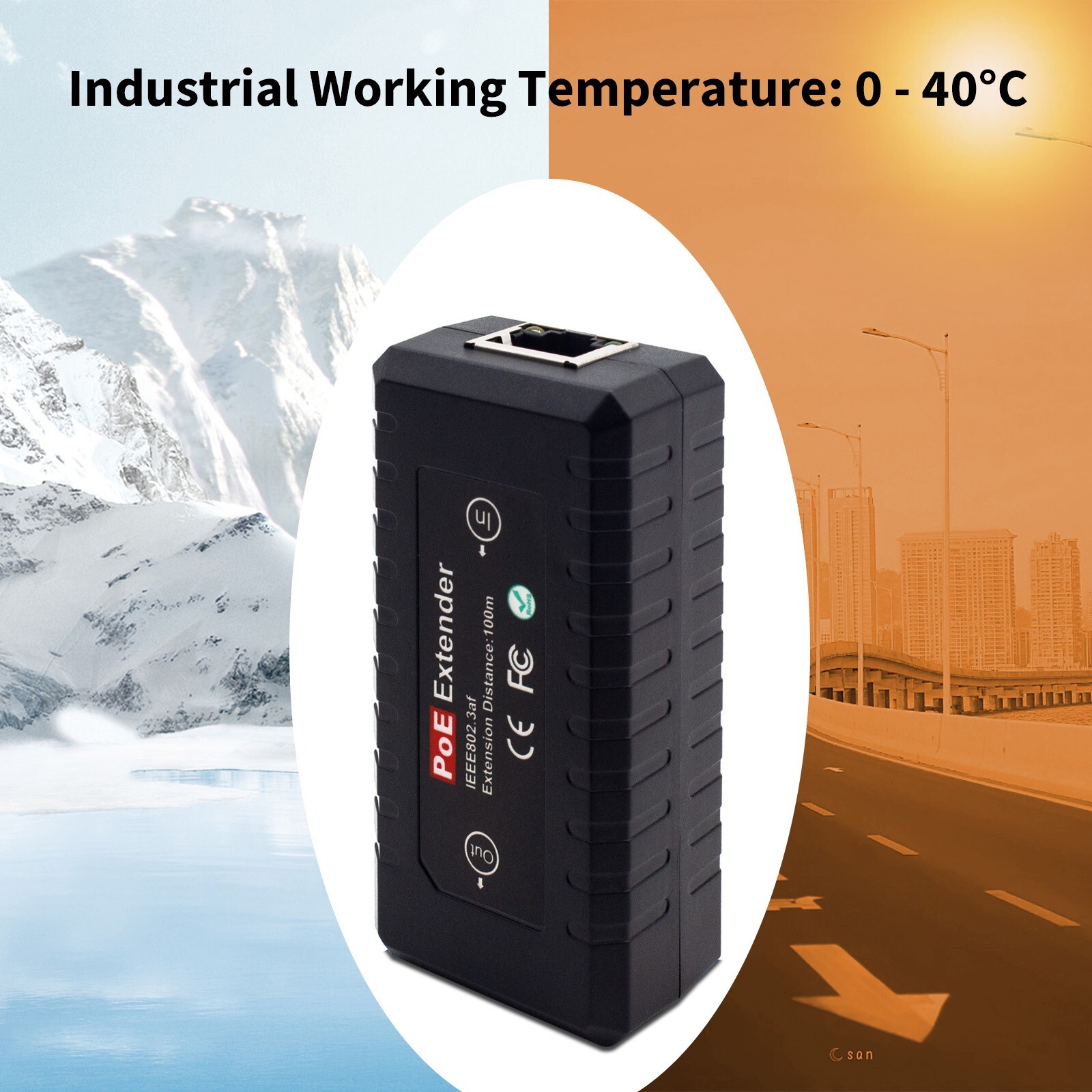 UltraPoE PoE Extender 10/100Mbps IEEE 802.3af PoE Repeater Extension 100m