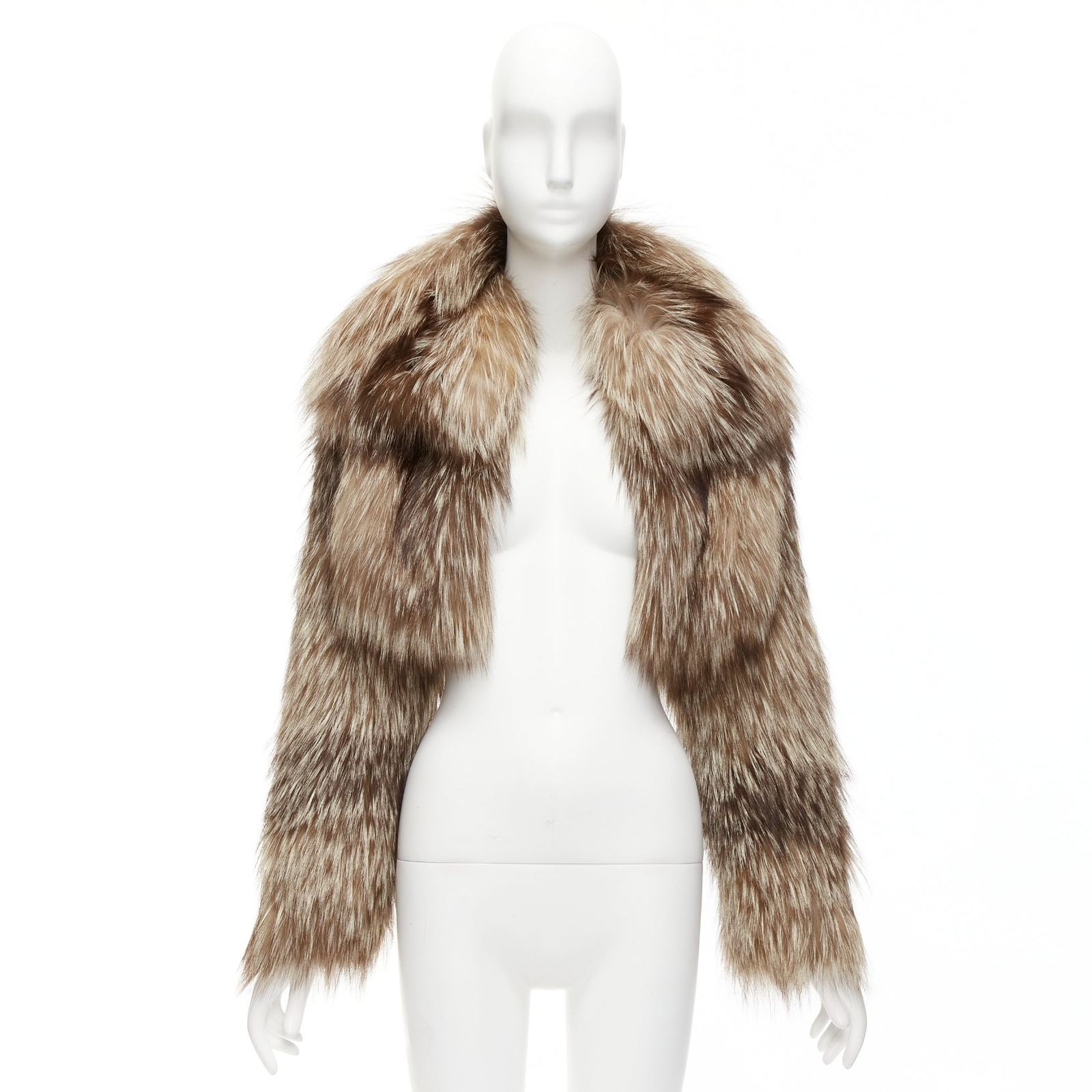 FENDI brown fur long sleeve crop jacket with detachable FENDI brown fur long sleeve crop jacket with detachable
