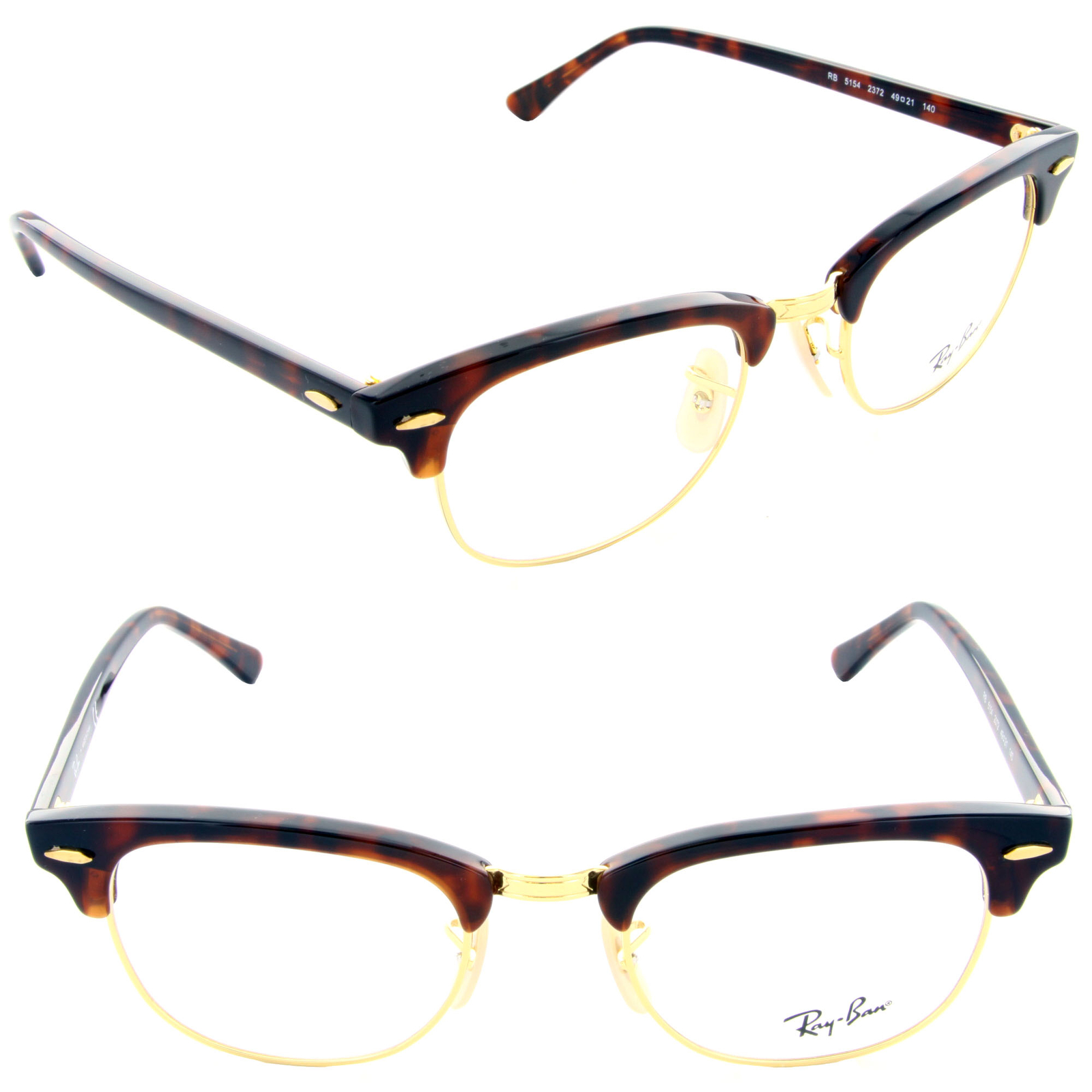 Ray Ban Clubmaster Eyeglasses RX5154 2372 49mm Red Havana/Demo Lens [49-21-140]