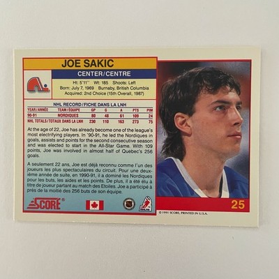 1991 Score Hockey Canada #25 Joe Sakic
