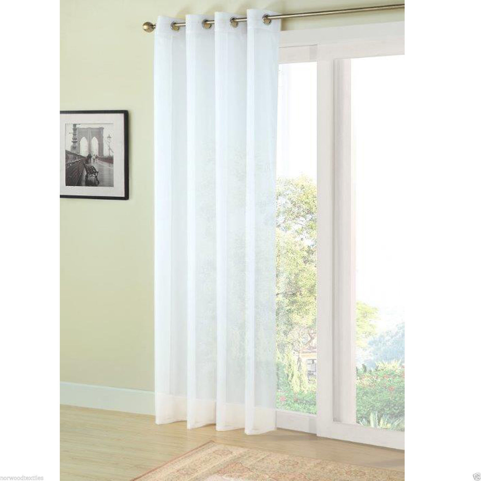 Plain Sheer Voile Net Curtain Ready Made Eyelet Ring Top Curtain Single