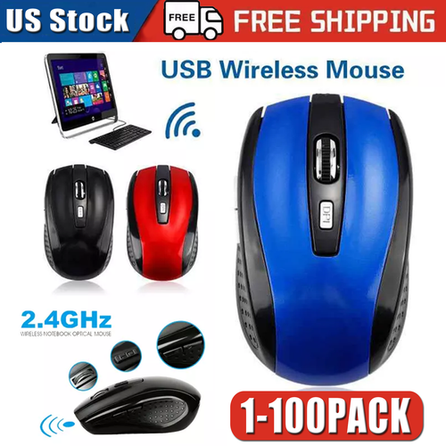  Wireless Optical Mouse Mice 2.4GHz USB Receiver For Laptop PC Computer DPI lot