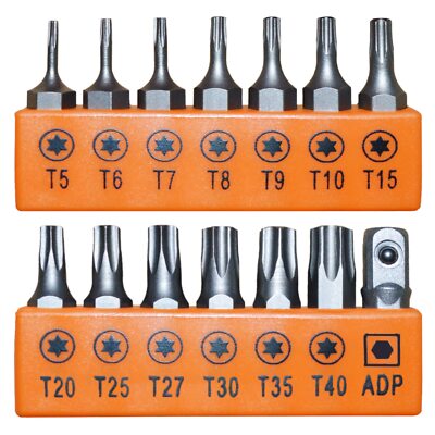 14piece Tamperproof Torx Bit Set S2 Alloy Steel T5t40 Security Tamper Resistant 