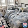 LifeTB Modern Style Patchwork Duvet Cover Twin Cotton Geometric Duvet Cover Blue Grey Beige Plaid Stripe Patchwork Comforter Cover Boho Grid Plaid Duvet Cover Stripe Patchwork Bedding Collection