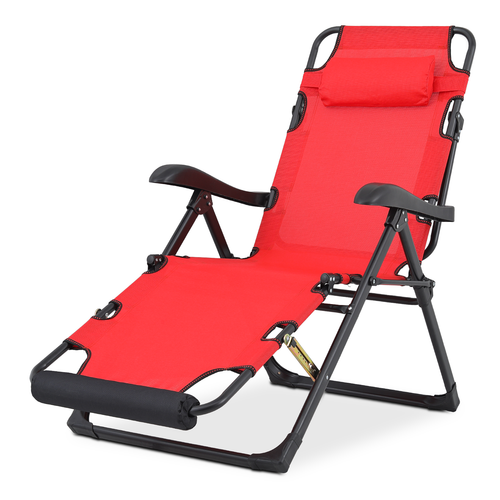 Red Zero Gravity Chair Adjustable Folding Patio Lounge Chair Outdoor Camping Cot
