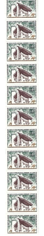 Roulette De 11 Timbres NÂ° Yt 1435 Chapelle De Ronchamp NÂ° Rouge Au Verso ** Ttb.