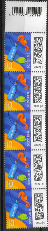 2022 Deutschland Mi. Mi. 3723 R**Mnh GroÃE Ean Cod. Welt Der Briefe Flaschenpost