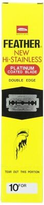 Feather Hi-Stainless Platinum Coated Double Edge Blades 1 packet of Ten