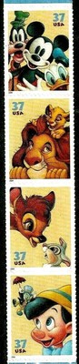 DISNEY Stamp Collecting: Mickey Mouse, Goofy Bambi Thumper Lion King, Pinocchio