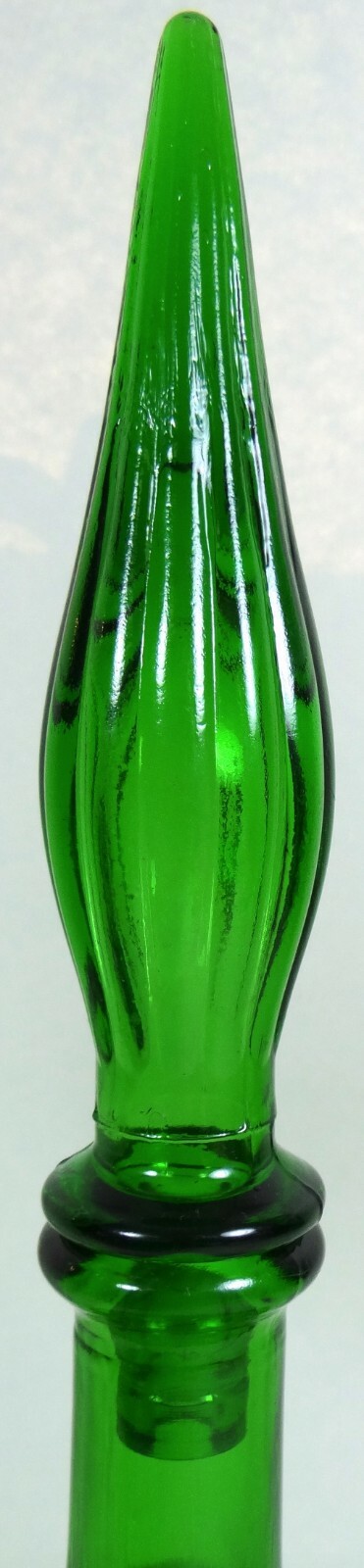Vtg Bottle Liquor Decanter Hand Blown Glass Part Size Pressed Molded Green Genie