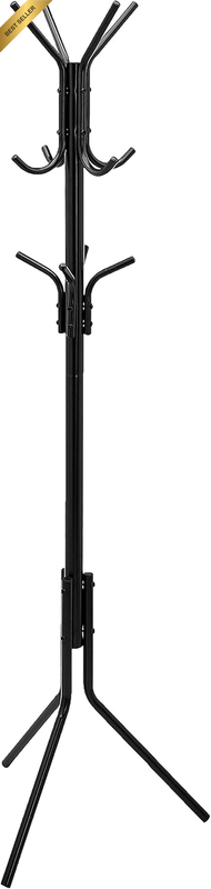 Black Metal Coat Rack Stand Freestanding Clothes Hanger 175cm