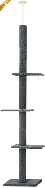 Cat Tree Floor to Ceiling, 290Cm Cat Scratching Post, 5-Tier Cat Tower with Cond