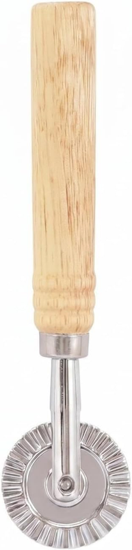 Ravioli Cutter Wheel with Long Ergonomic Wooden Handle Heavy-Duty Stainless Stee