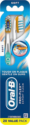 Oral-B Pro-Health Clinical Pro-Flex Toothbrush Flexing Sides, 40S, Soft, 2 Count