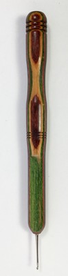 Handmade Pencil Hook — 2mm — Handle Made of Rainbow Colored Wood