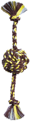 Mammoth Pet Products Monkey Fist Ball Dog toy w/Rope Ends Brown/Yellow, 1ea/Jumb