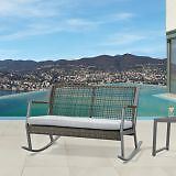 Real Flame Calvin Two Seat Rocker in Gray With Cushion Outdo