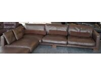 DFS California Brown 100% Leather Corner / L-Shaped Sofa